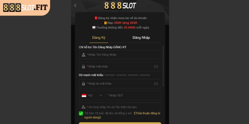 Tiến hành quy trình đăng ký 888SLOT