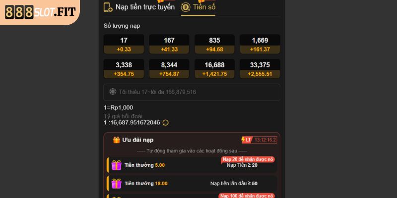 Nạp rút tiền 888SLOT ví điện tử